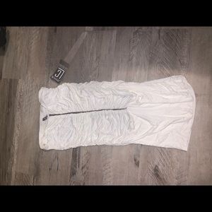 LA Collection zip up ruched dress maxi long tank top size small white